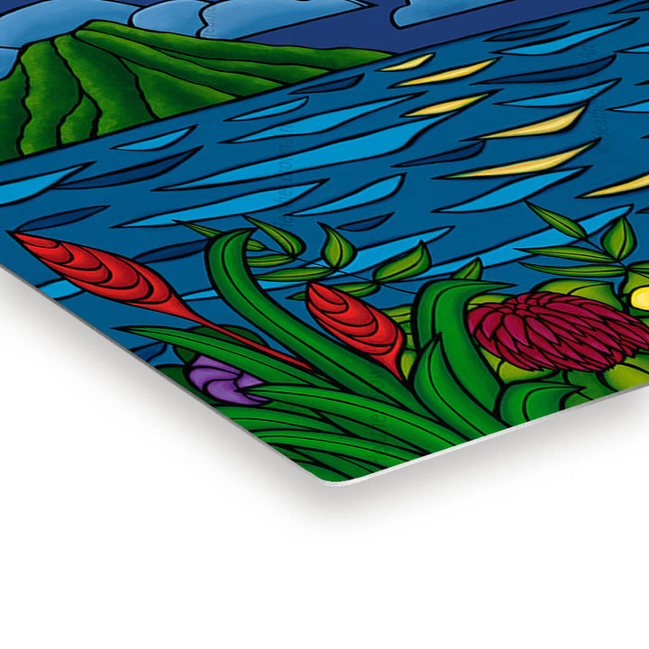 Full Moon Over Diamond Head metal print  edge detail by Hawaii surf artist Heather Brown