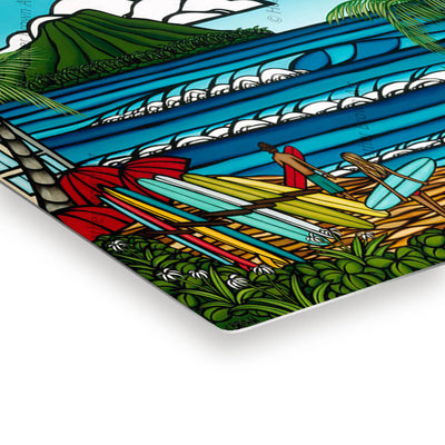 Waikiki Holiday metal print edge detail by Hawaii surf artist Heather Brown