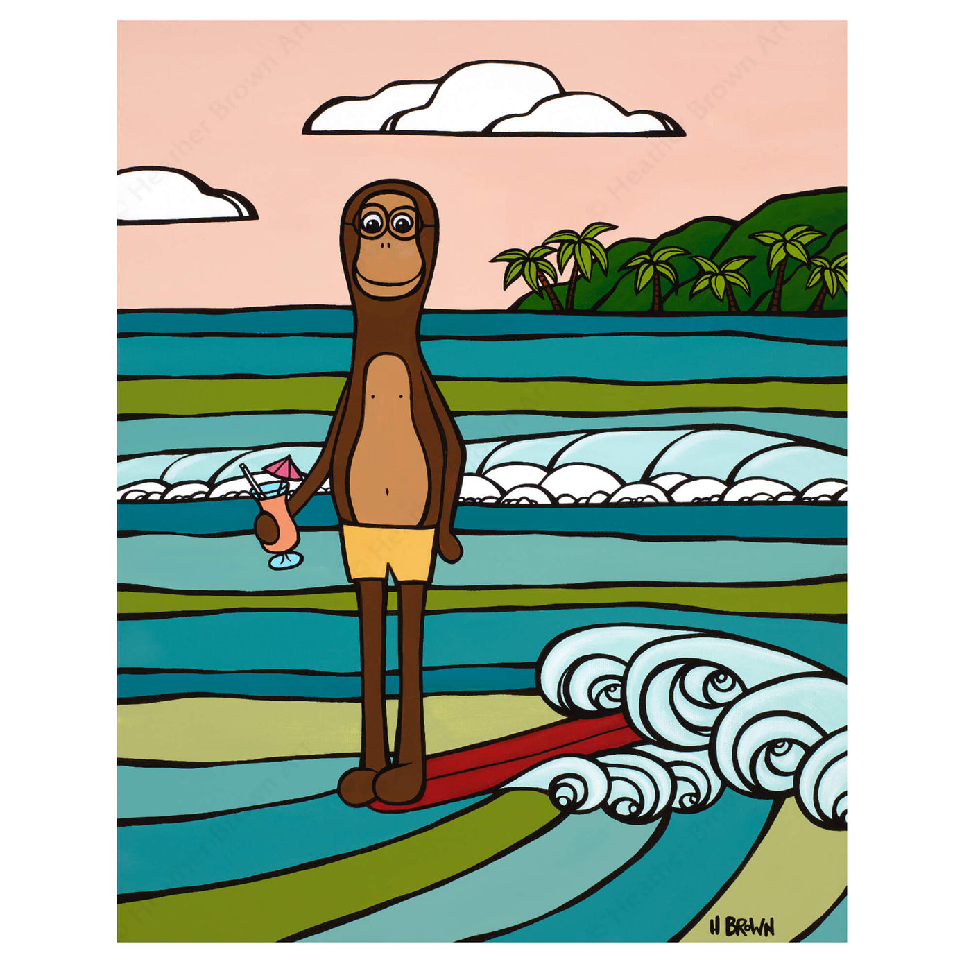Happy Hour by Hawaii surf artist Heather Brown