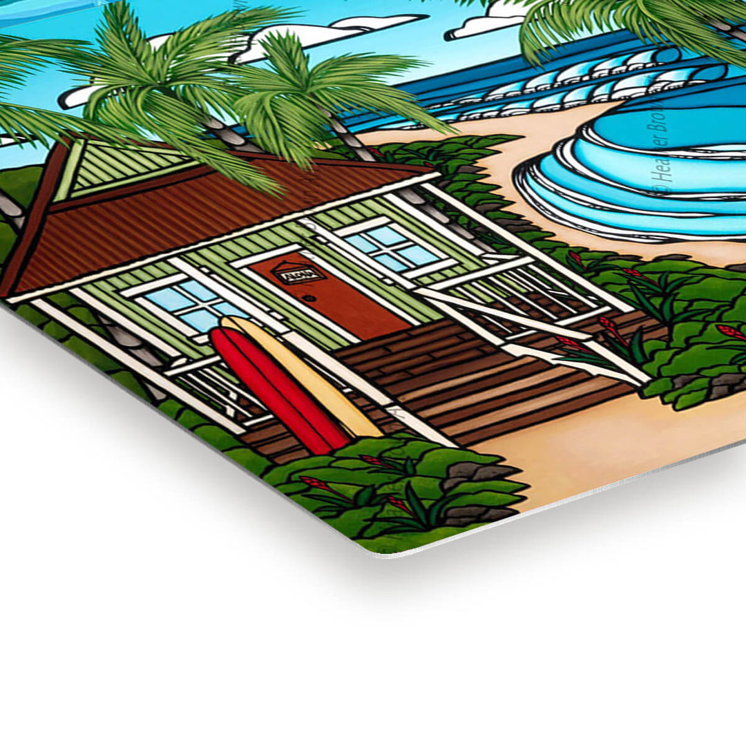 Heather Brown Hawaii Surf Artist Hawaii Bungalow Metal Print Edge Detail