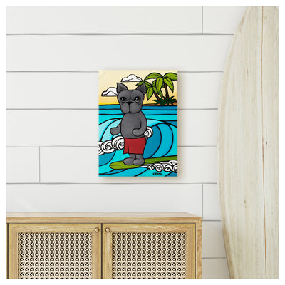 HB Henry Goes Surfing canvas giclée print by Hawaii surf artist Heather Brown