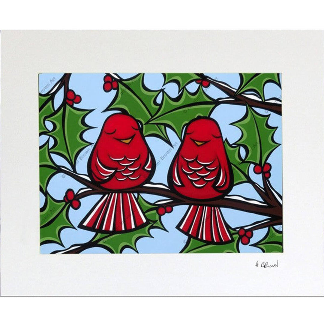 Heather Brown Holiday Birds Matted Print