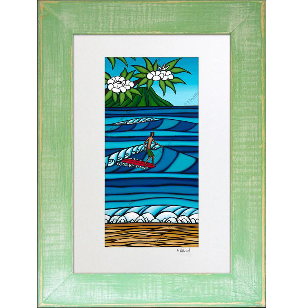 Honolulu Surf - Framed Matted Print by Heather Brown