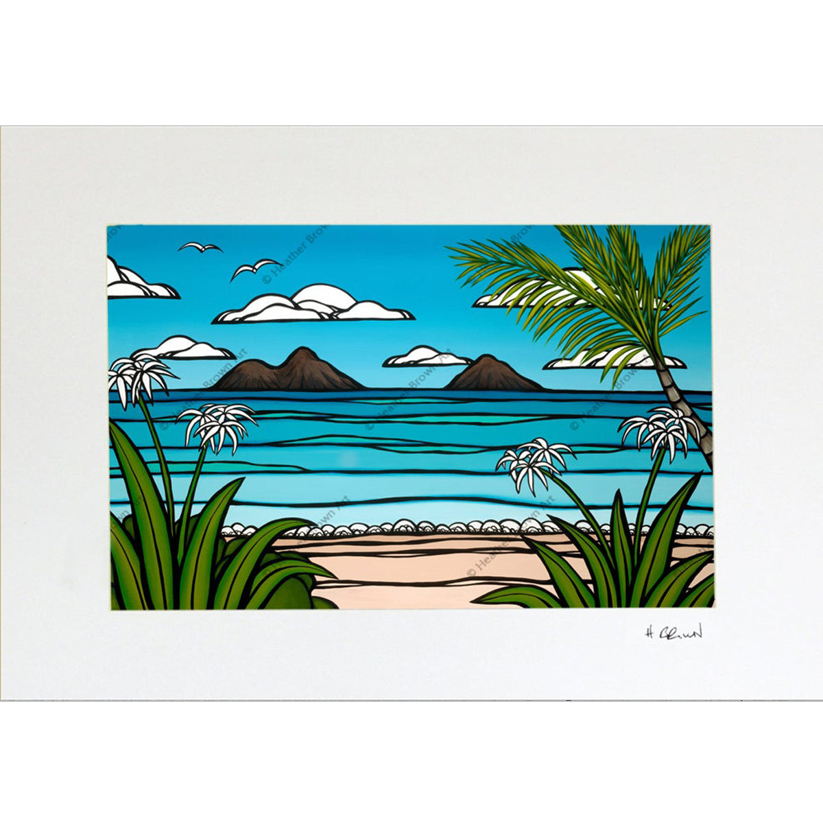 Matted print of Kailua Weekend by Hawaii artist Heather Brown
