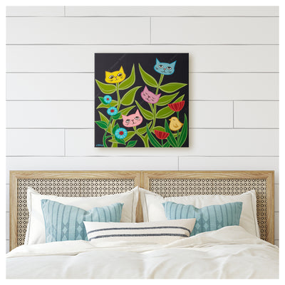 Kitty Blossoms canvas giclée print by Hawaii surf artist Heather Brown