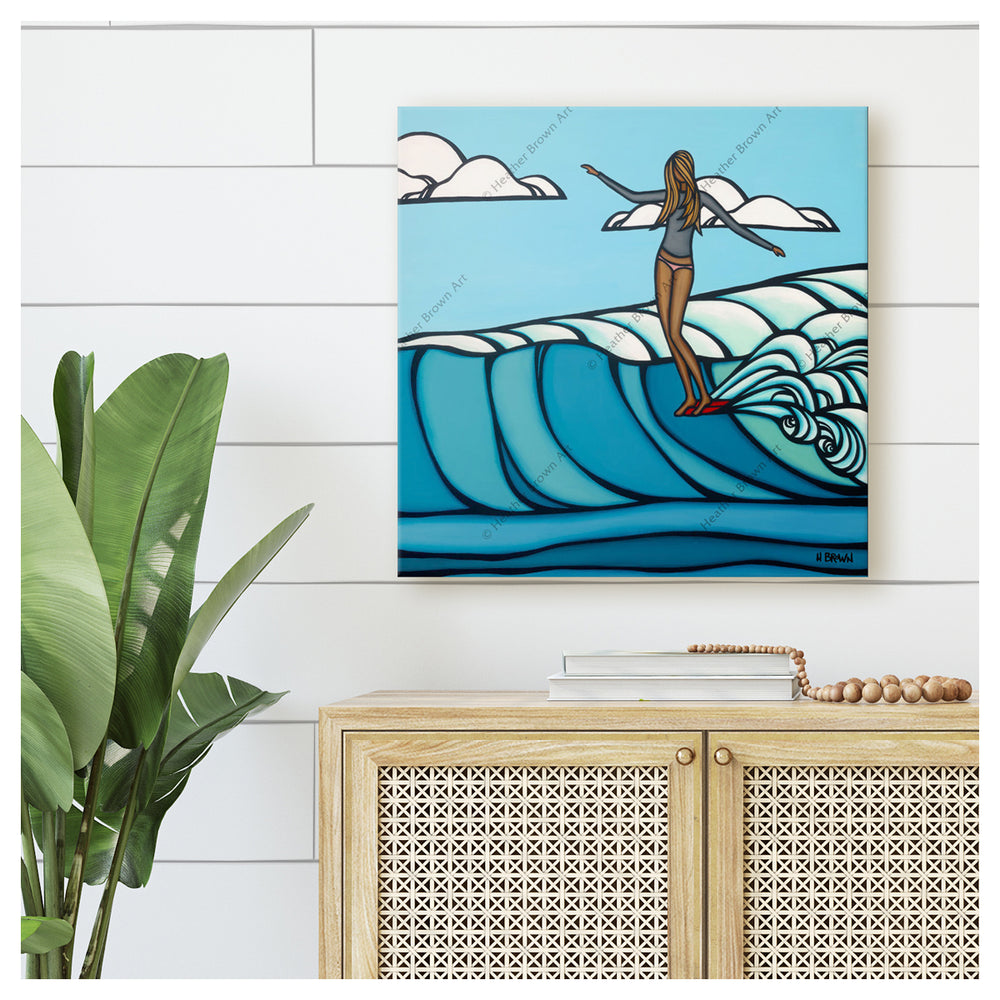 Lady Slide by Hawaii Surf Artist Heather Brown Canvas Giclée mockup