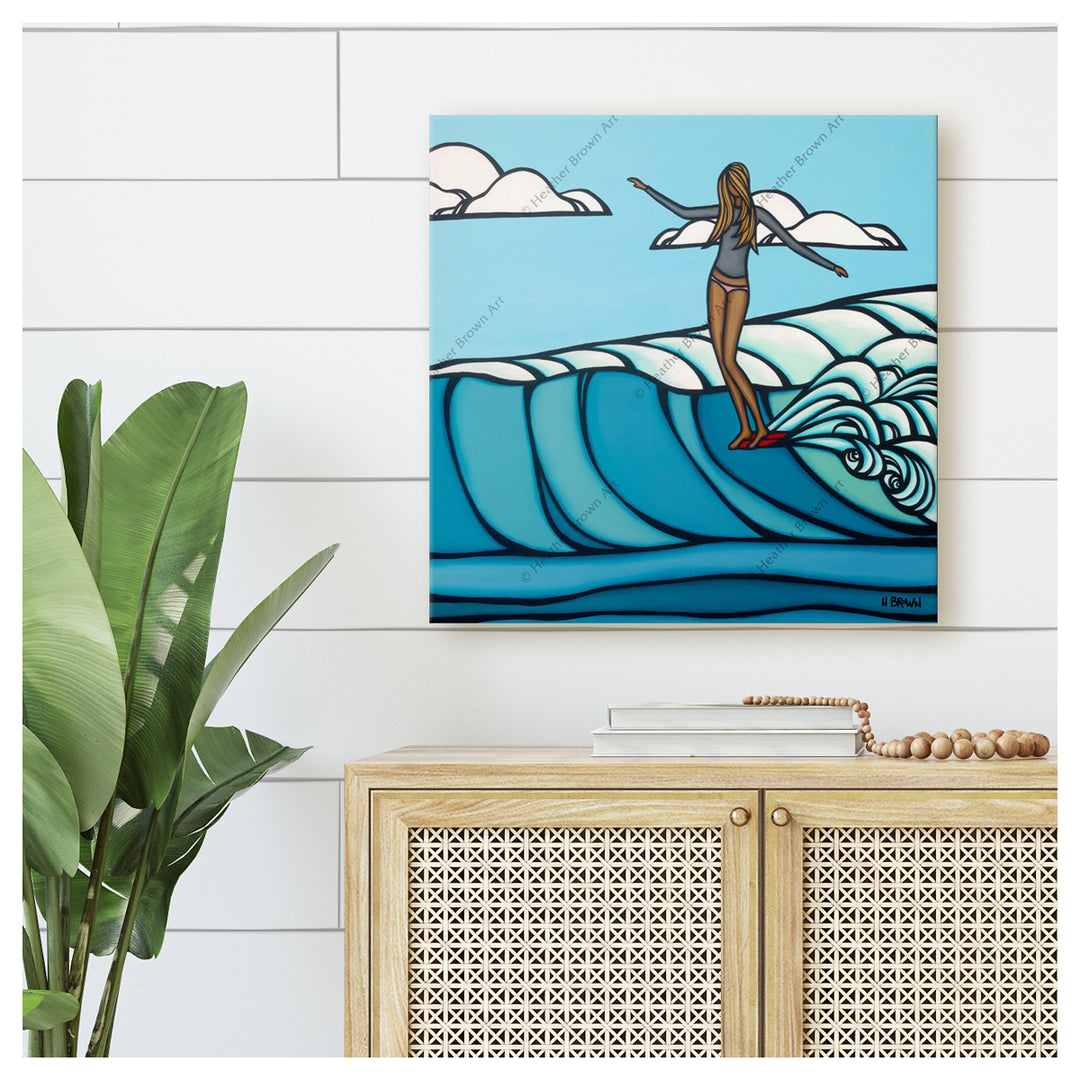 Lady Slide by Hawaii Surf Artist Heather Brown Canvas Giclée mockup
