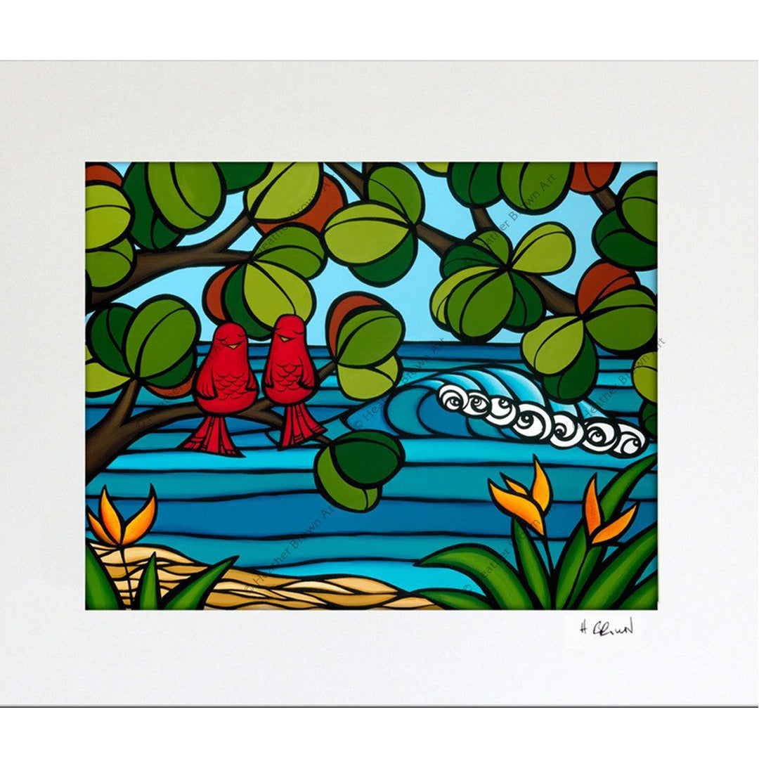 Heather Brown Love Birds Matted Print