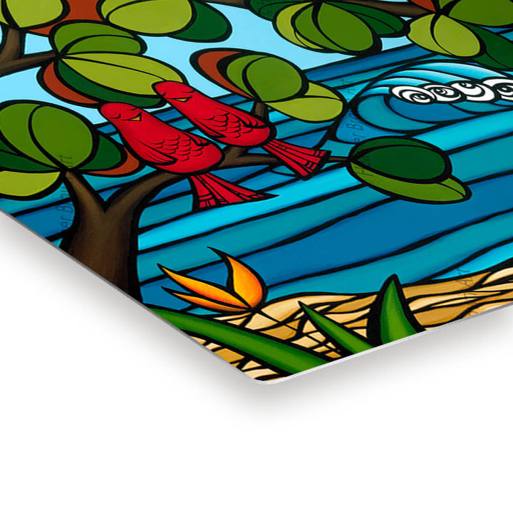 Love Birds by Hawaii Surf Artist Heather Brown - Metal Print Edge Detail