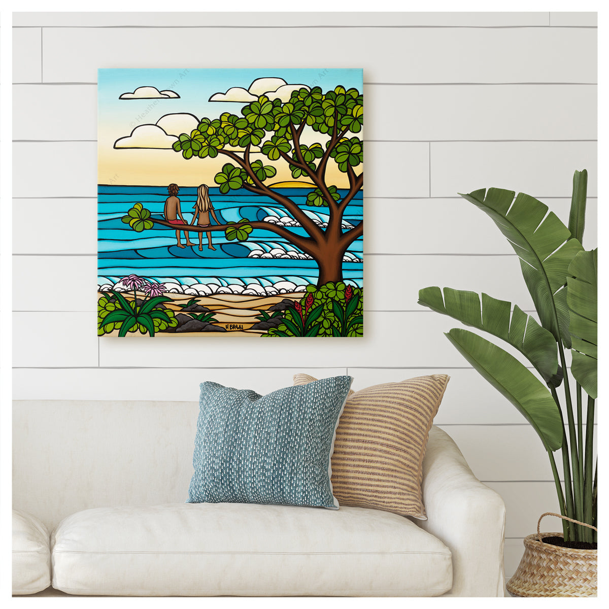 Love in Nature by Hawaii Surf Artist Heather Brown Canvas Giclée mockup