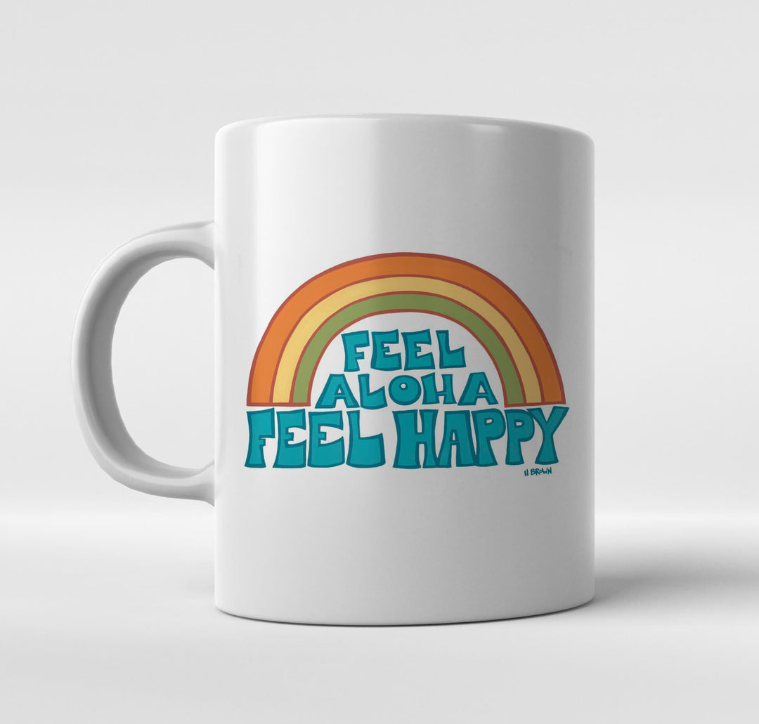 Hawaii surf artist Heather Brown Feel Aloha Feel Happy Mug