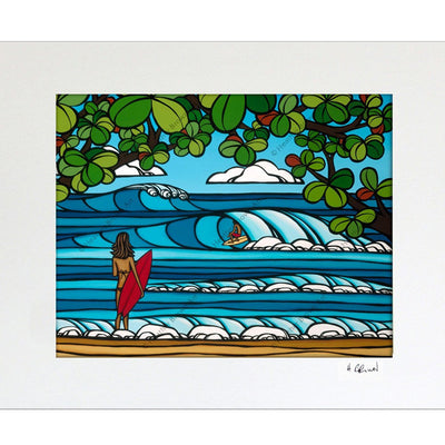 North Shore Holiday - Matted Print on Paper by Hawaii surf artist Heather Brown