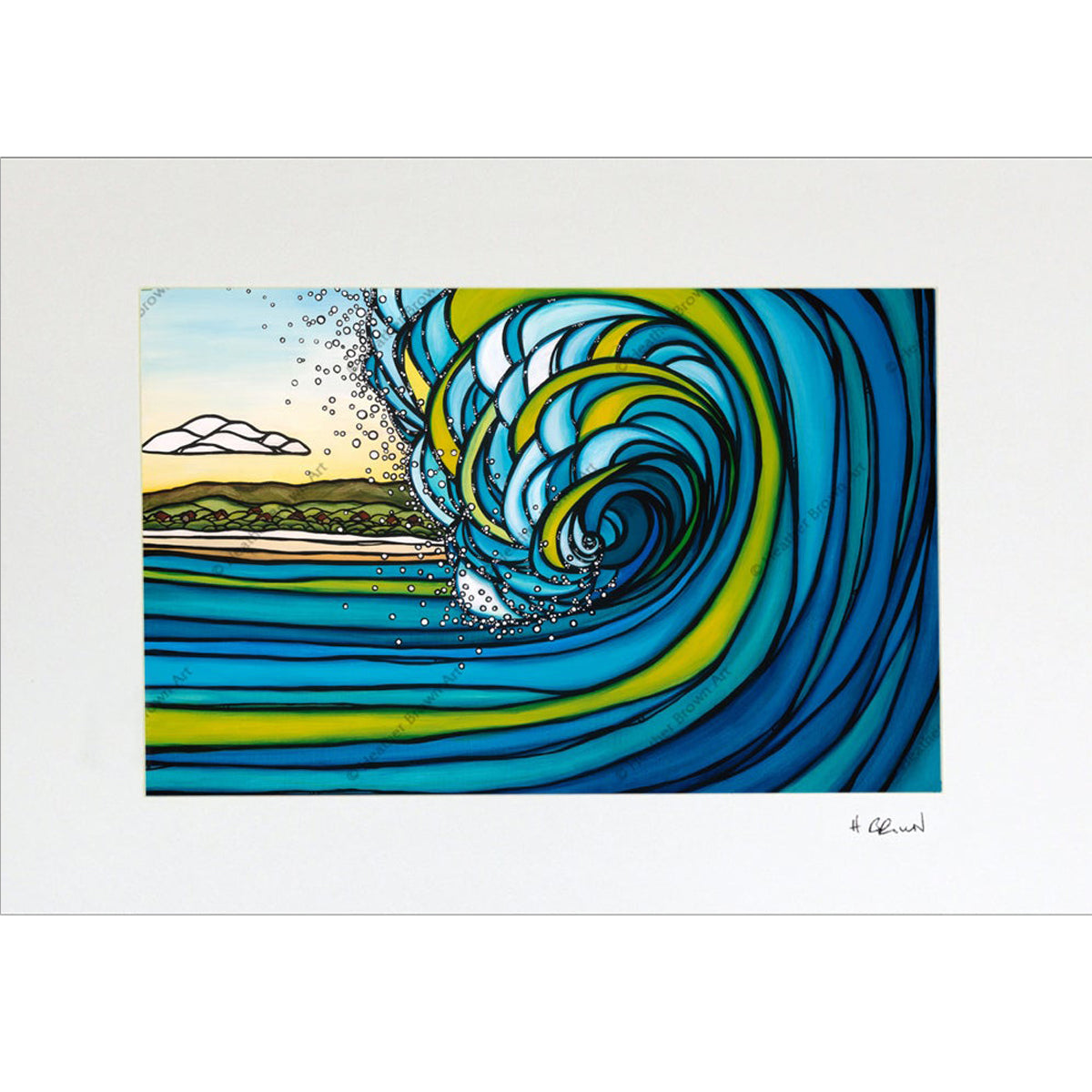 Outer Reef - Matted Print on Paper (Mat Only) by Hawaii surf artist Heather Brown