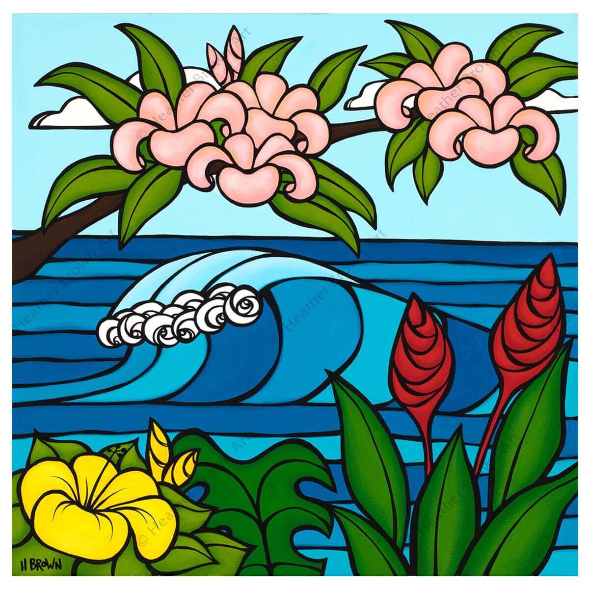 Heather Brown Surf Art | Hawaii Plants & Flowers Decor