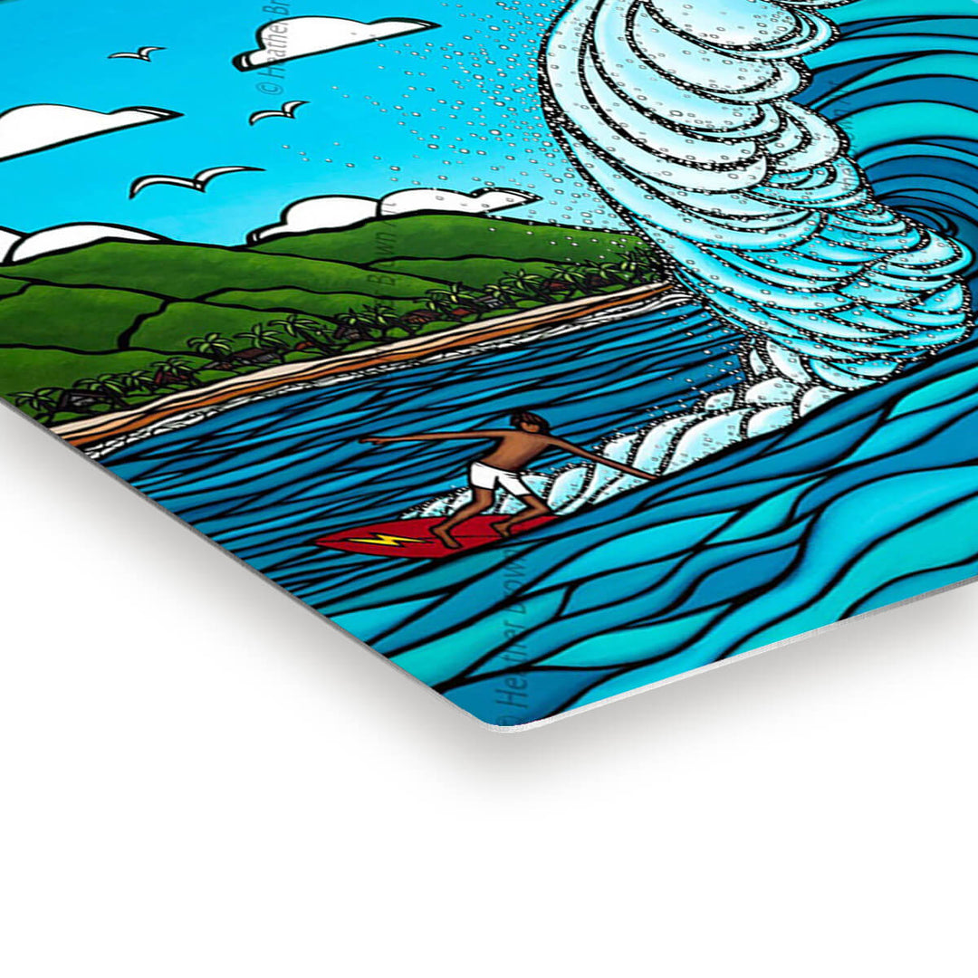 Heather Brown Hawaii Surf Artist Pipeline Style Metal Print Edge Detail