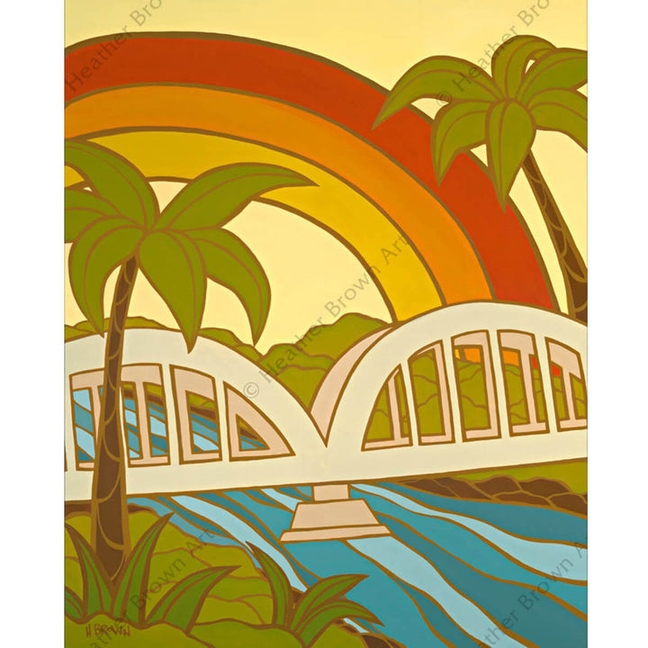 Rainbow Bridge - Artist Proof & Open Edition Painting by tropical Hawaii artist Heather Brown