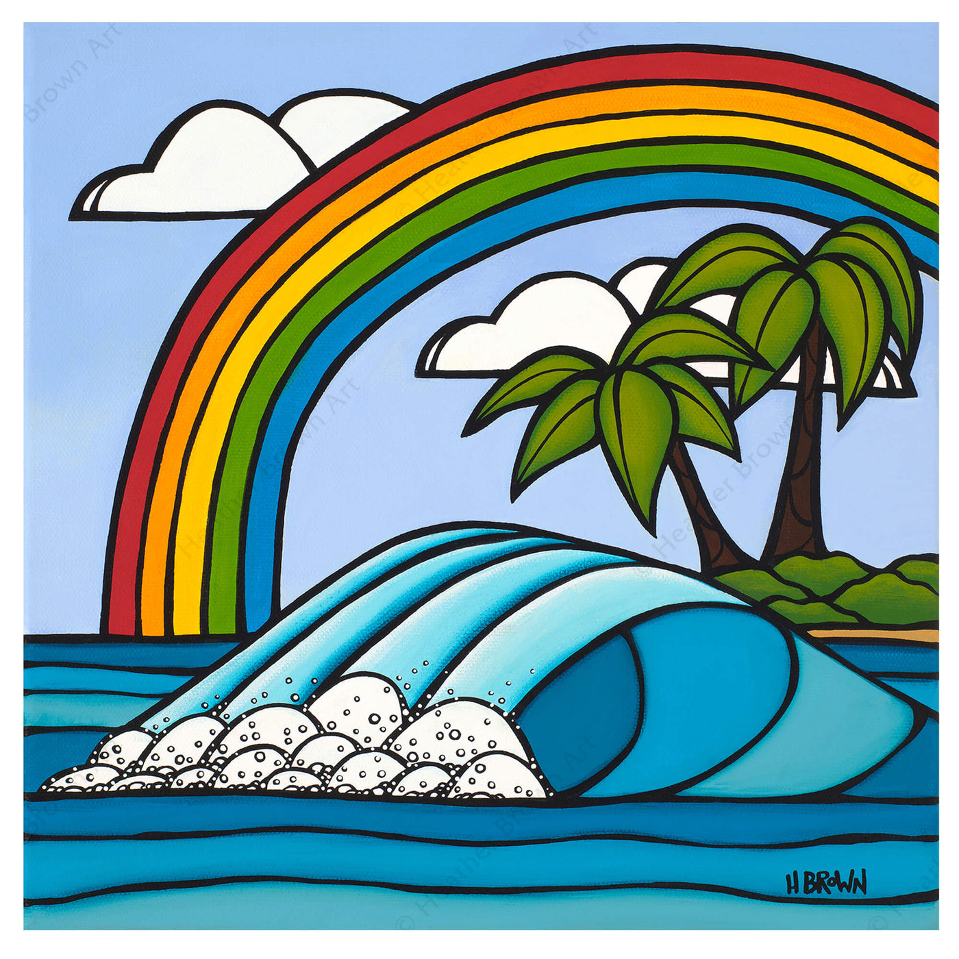 Canvas giclée print of Rainbow Day by Hawaii surf artist Heather Brown