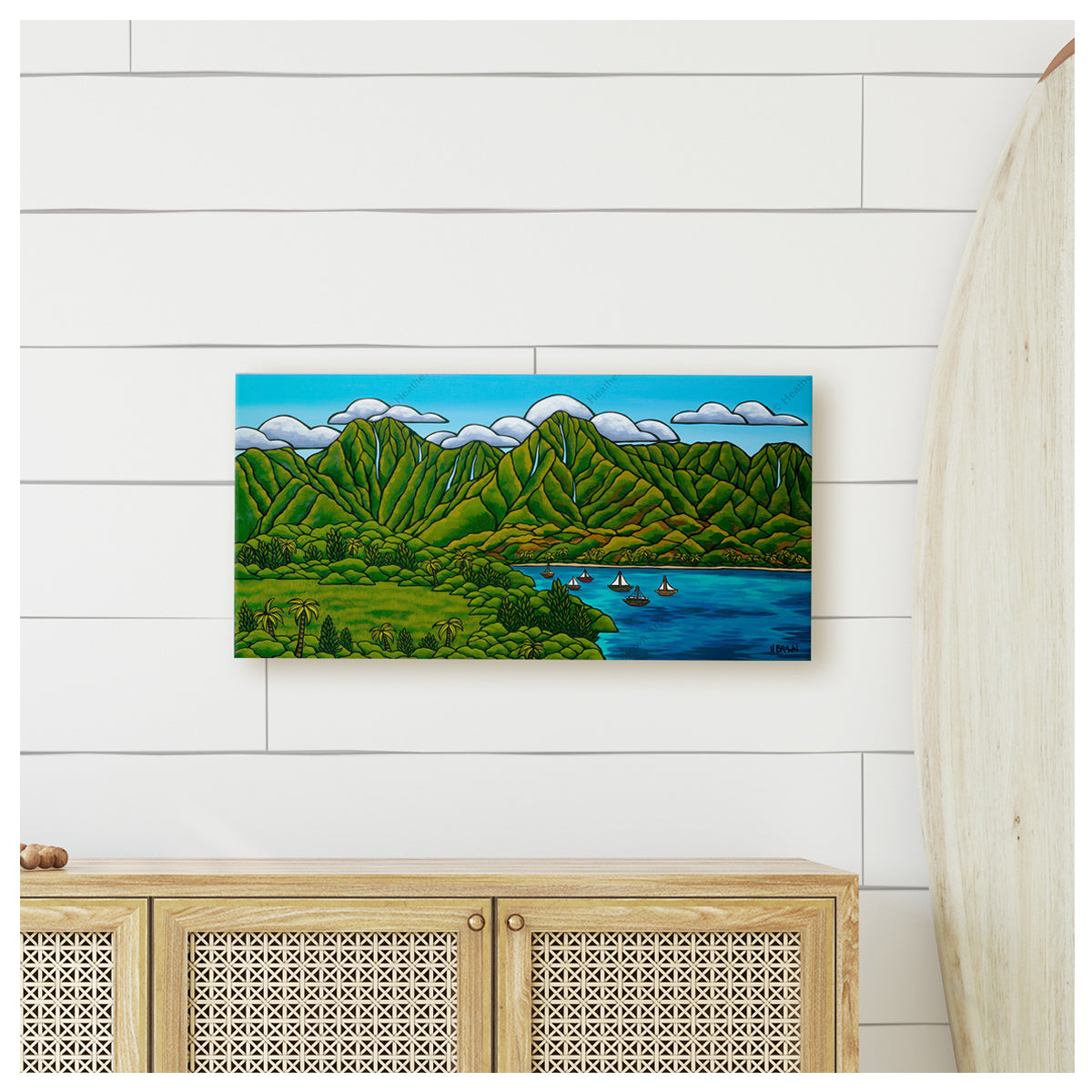 Sailboats at Hanalei by Heather Brown Canvas Giclée Wall Artwork