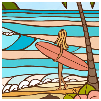 Close up details of Summer Morning by Hawaii surf artist Heather Brown