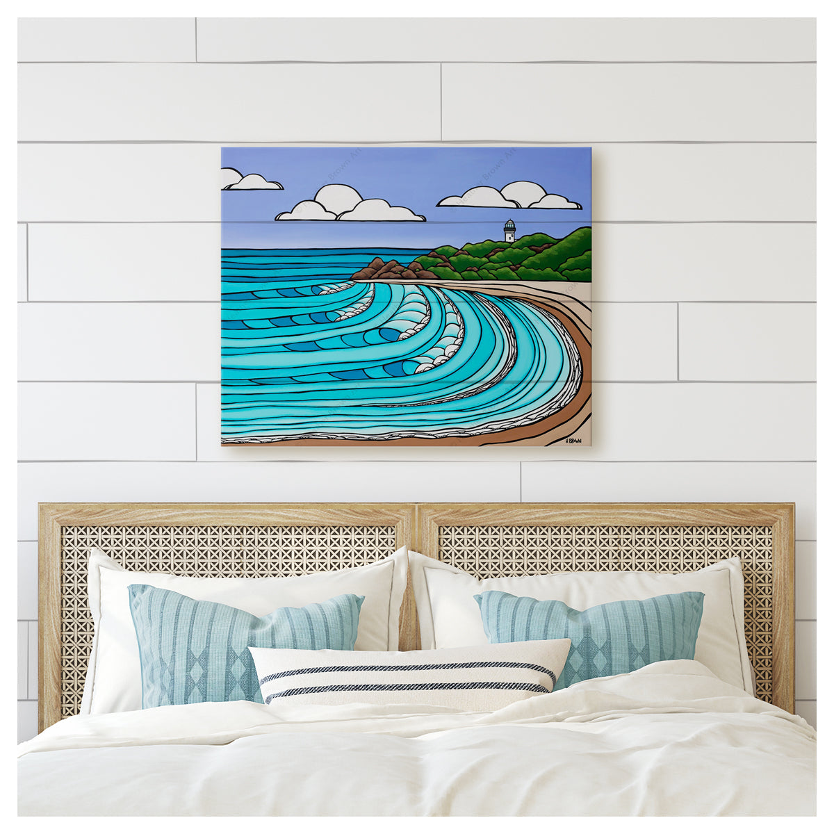 The Pass, Byron Bay canvas giclée print by Hawaii surf artist Heather Brown