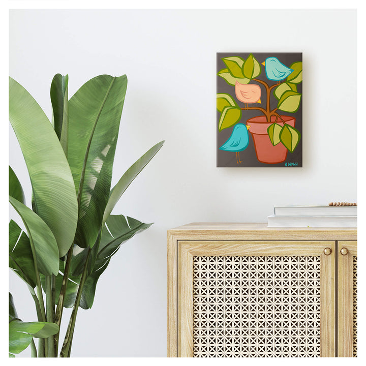 Colorful Tropical Birds Canvas Giclée Print by Hawaii surf artist Heather Brown