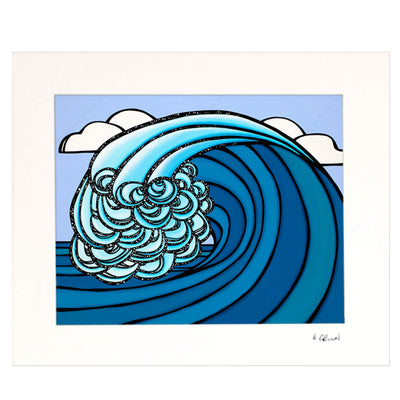 Matted print of a wave artwork no frame by Hawaii surf artist Heather Brown