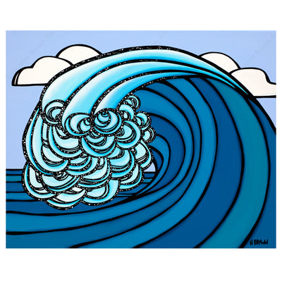 Matted print of a wave artwork by Hawaii surf artist Heather Brown