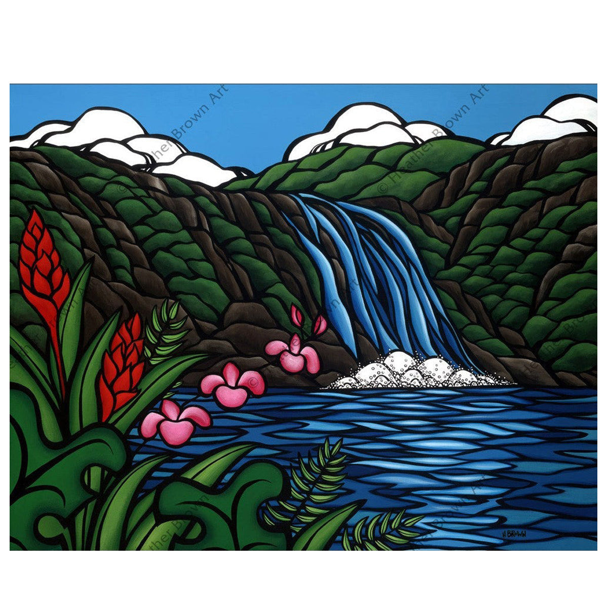 Waimea Falls by Hawaii Surf Artist Heather Brown Canvas Giclée