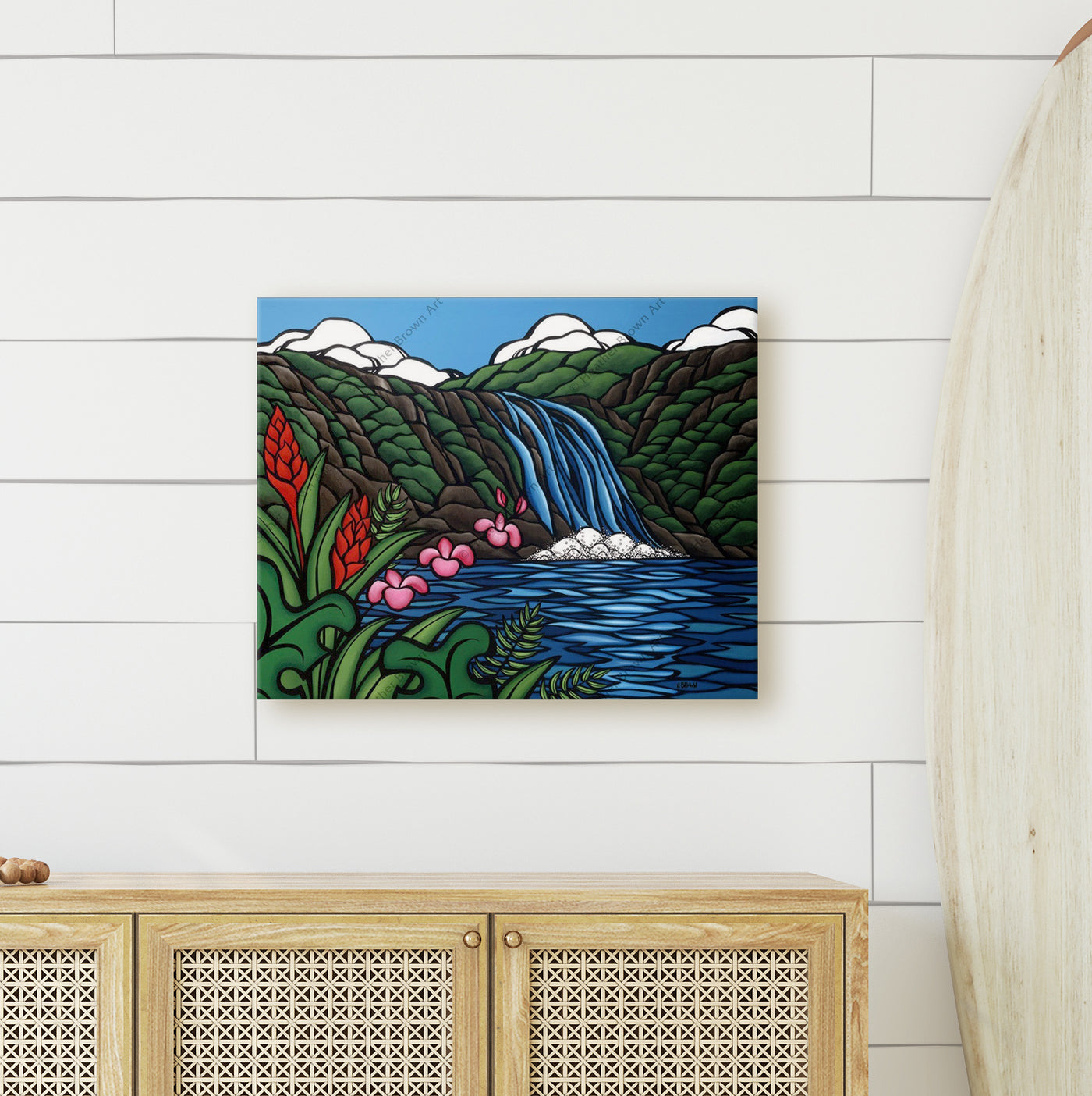 Waimea Falls by Hawaii Surf Artist Heather Brown Canvas Giclée Wall Art