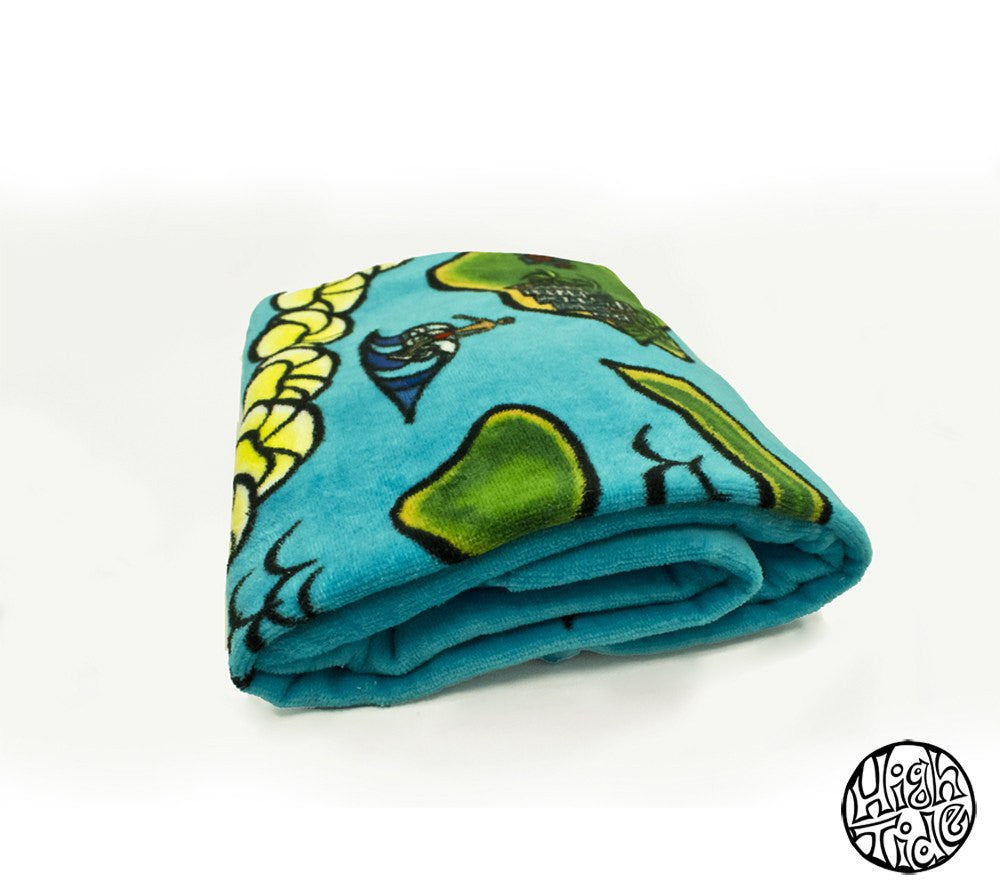 Heather Brown Hawaii Map アート Hawaii Map Beach Towel - Products - Heather Brown Art