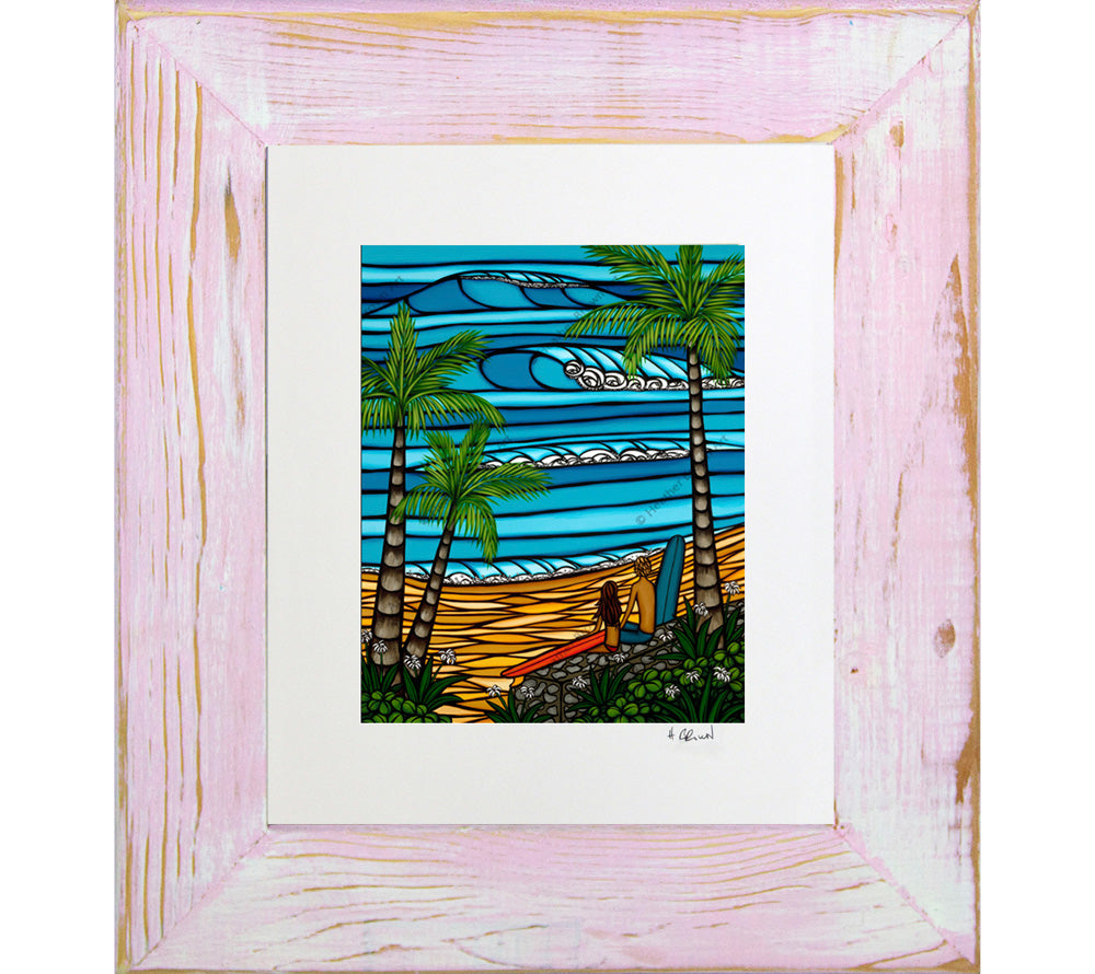 Framed and matted print of Enjoying the View by Hawaii artist Heather Brown