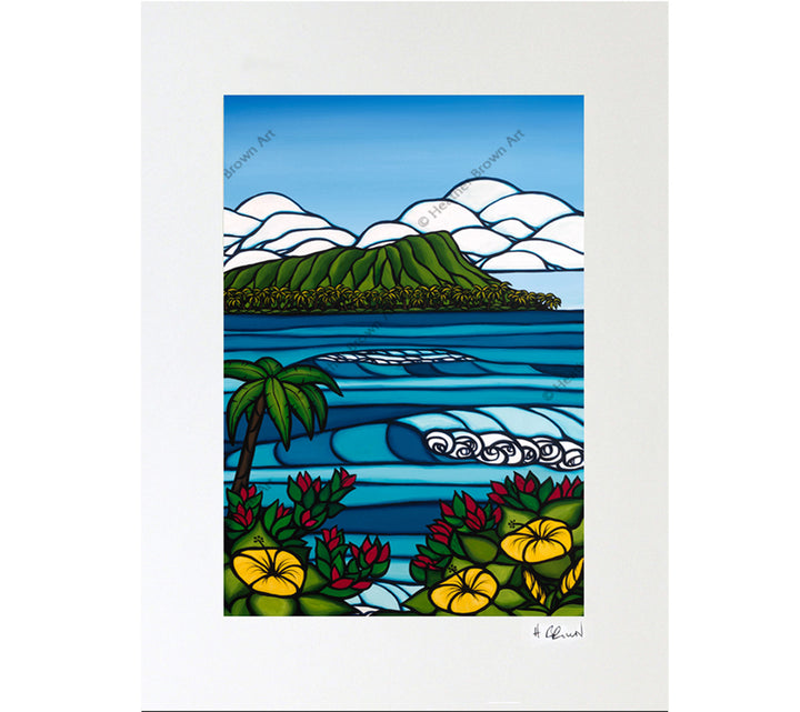 Heather Brown Diamond Head- Matted Print