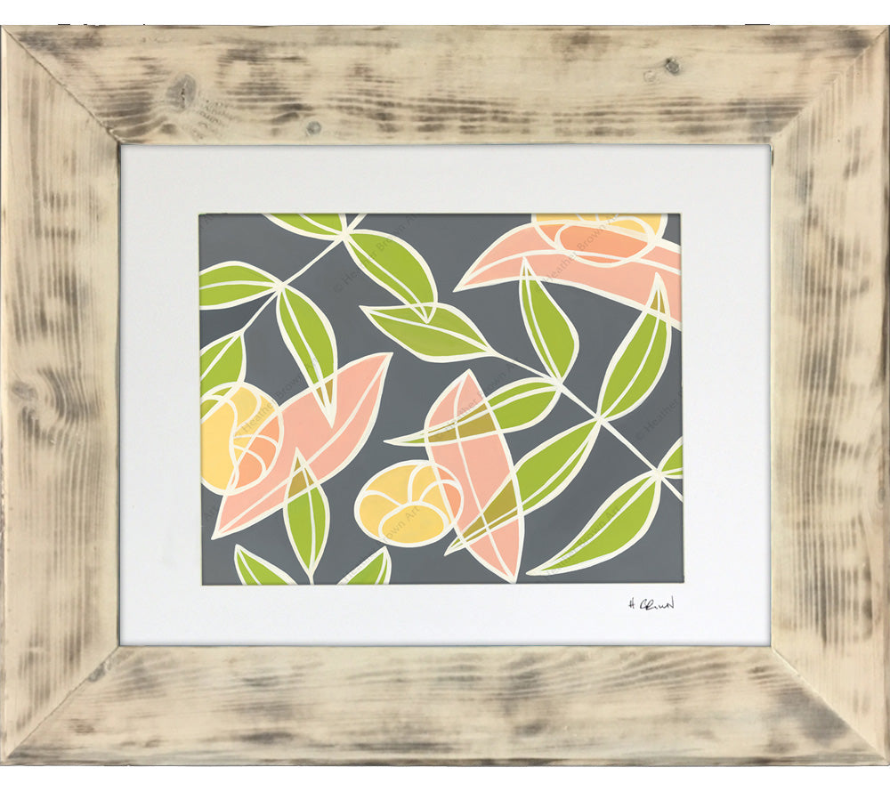 Falling Flowers - Framed Matted Print by Heather Brown