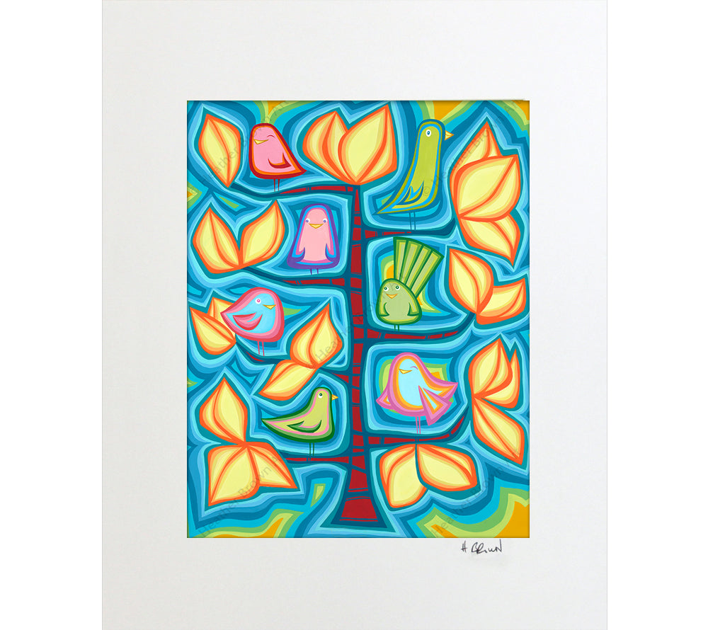 The Good Vibe Tree - Matted Print by Heather Brown