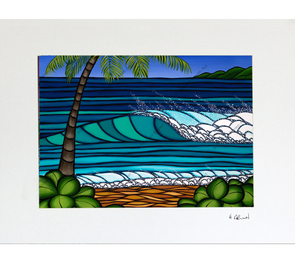 Matted print of Hawaiian Winter by surf artist Heather Brown