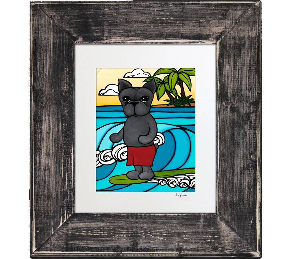 Henry Goes Surfing - Framed Matted Print by Heather Brown