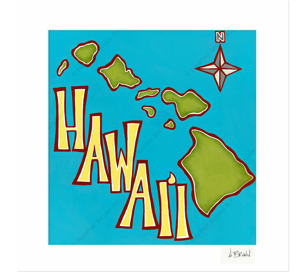 Island Map - Matted Print by Heather Brown