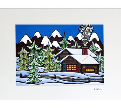 Mountain Retreat - Matted Print on Paper (Mat Only) by Hawaii surf artist Heather Brown