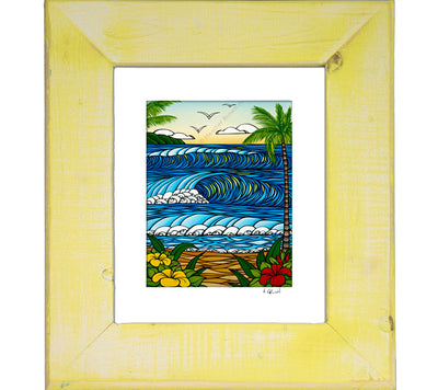 A Day in Paradise - Yellow Framed Matted Print by Heather Brown