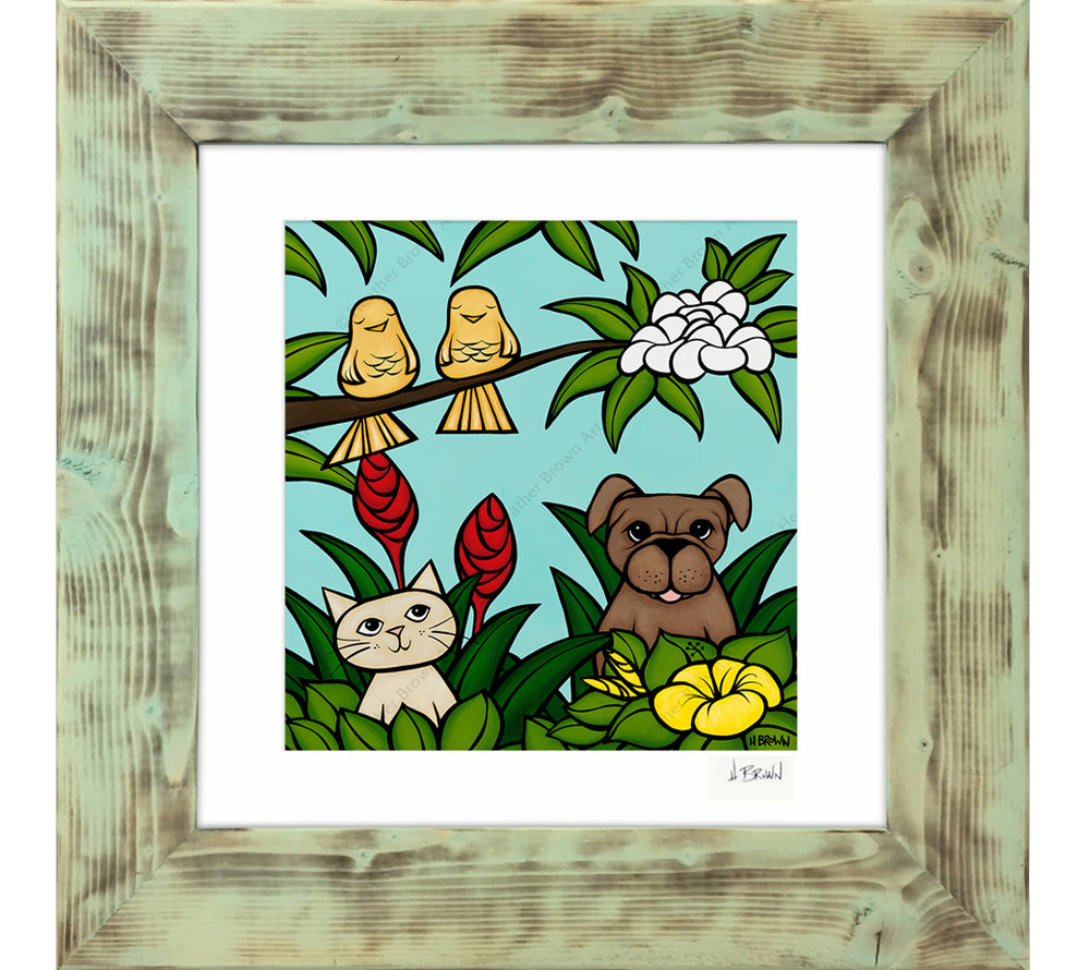 Pets in Paradise - Framed Matted Print by Heather Brown