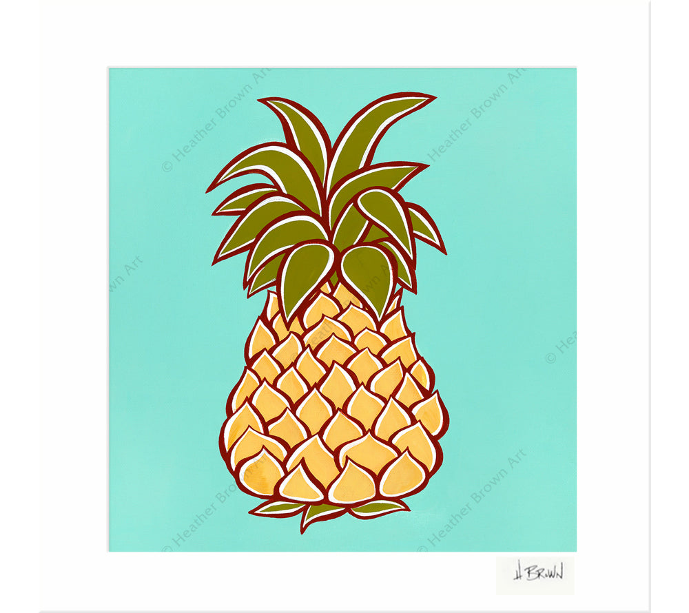 Pineapple - Matted Print by Heather Brown