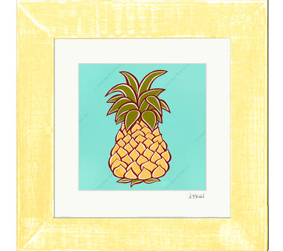 Pineapple - Framed Matted Print by Heather Brown