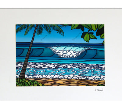 Pipeline - Matted Print on Paper (Mat Only) by Hawaii surf artist Heather Brown