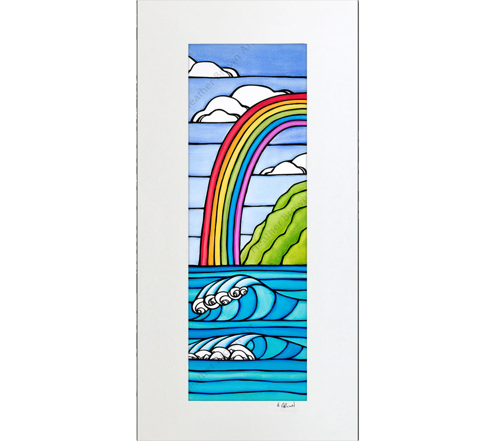 Rainbow to the Sea - Matted Print by Heather Brown