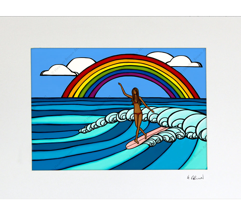 Rainbow Surf - Matted Print by Heather Brown
