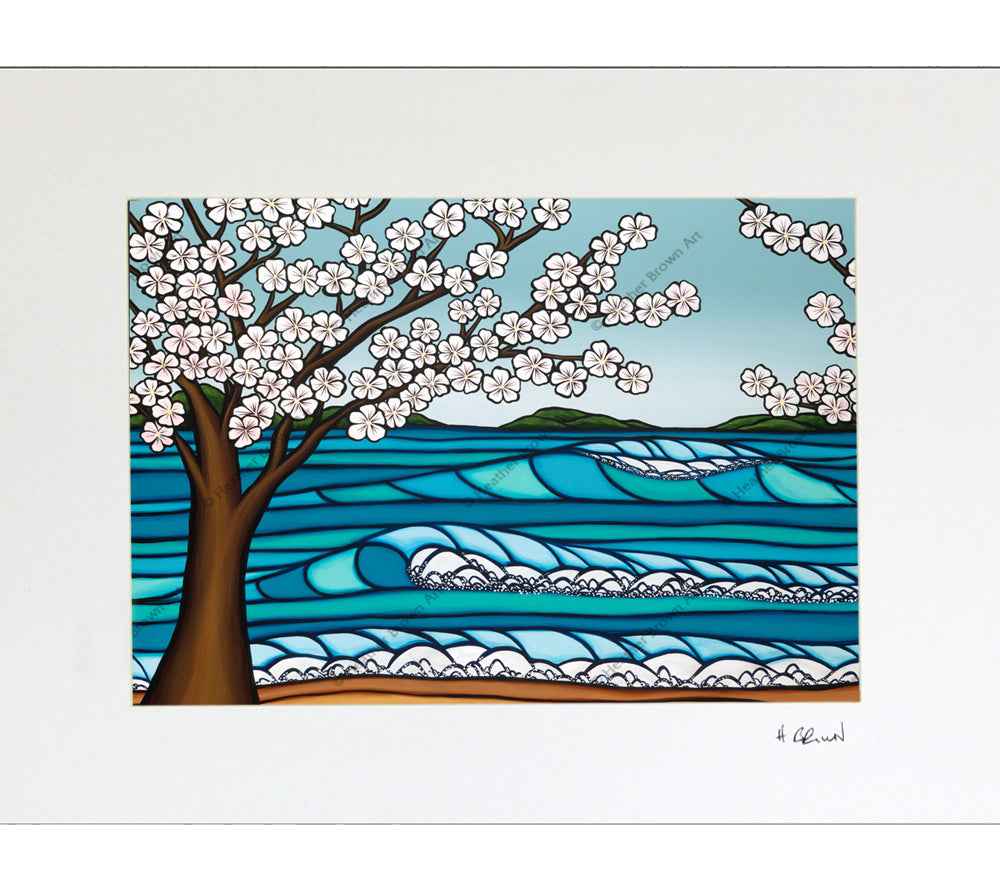 Sakura - Matted Print on Paper (Mat Only) by Hawaii surf artist Heather Brown