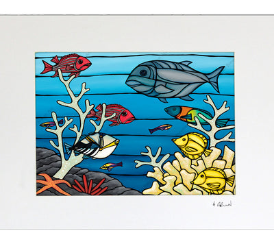 Under the Sea - Matted Print by Heather Brown