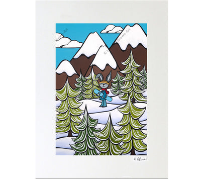 Snow Bunny - Matted Print on Paper (Mat Only) by Heather Brown