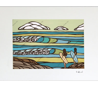 South Point - Matted Print on Paper (Mat Only) by Hawaii surf artist Heather Brown