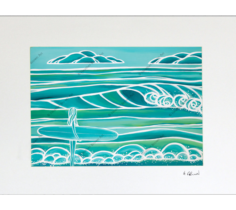 Spring - Matted Print on Paper (Mat Only) by Hawaii surf artist Heather Brown